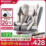 Heekin德国 儿童安全座椅汽车用0-4-12岁婴儿宝宝360度旋转ISOFIX硬接口 时尚灰(ISOFIX+360度旋转)