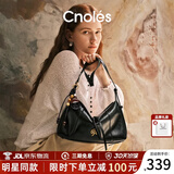 蔻一（Cnoles）【明星同款】晚晴包包女士牛皮大容量单肩斜挎包高级感通勤hobo包 油墨黑-七夕情人节礼物送女友