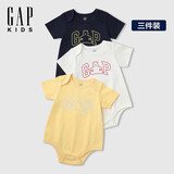 盖璞（GAP）【三件装】婴童2026夏季经典款棉质小熊短袖连体衣爬服687137