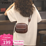 viney牛皮包包女包时尚斜挎小圆包轻奢单肩包老婆生日520送女朋友礼物