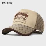 CACUSS棒球帽男四季大头围高顶显脸小鸭舌帽运动遮阳帽子男 卡其轻奢