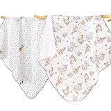 棉加加（Cotton++）2条婴儿包单春秋冬夏新生儿纯棉a类宝宝包巾抱被空调房待产包裹 萌羊+木马【A类夹棉保暖】2条 85*85cm【产房必备】