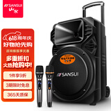 山水（SANSUI）A12-66 12吋广场舞音响 户外音响卡拉ok重低音蓝牙音响 便携式K歌移动舞台拉杆音箱大功率扩音器 旗舰版（12寸重低音+双麦）