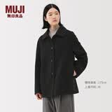 MUJI女式 羊毛混 短大衣 女外套25年冬季 毛呢外衣上衣 女装 BD115A5A 黑色 M (160/84A)