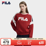 FILA 斐乐官方女子套头卫衣春季时尚休闲拼色针织长袖上衣
