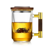 美斯尼美斯尼 茶杯玻璃泡茶杯带过滤办公杯 茶水分离杯墨色玻璃泡茶器 梵音杯 透明