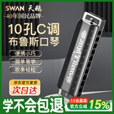 天鹅（SWAN）10孔布鲁斯paddy音阶口琴儿童成人专业演奏口琴黑色
