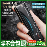 天鹅（SWAN）10孔布鲁斯口琴内嵌式磨砂质感盖板初学进阶paddy音C调黑色