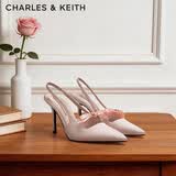CHARLES&KEITH缎面蝴蝶结尖头高跟凉鞋女生日礼物送女友CK1-60361556 Light Pink浅粉色 38