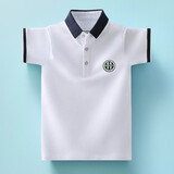 伴1号（BANYIHAO）男童短袖T恤夏季夏天衣服翻领POLO衫棉宽松儿童上衣男孩中大童 白色 160