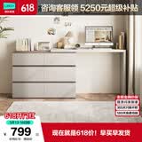 林氏家居现代简约梳妆台卧室小户型化妆桌可伸缩书桌斗柜一体OV3C