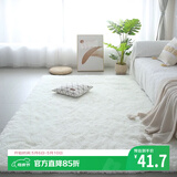 梦蜓长绒丝毛客厅地毯茶几卧室飘窗床边毯垫   简约白70*160cm