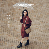 Songmont山下有松中号菜篮子设计师款头层牛皮大容量通勤手提水桶包礼物
