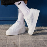 adidas NIZZA PLATFORM厚底增高运动帆布鞋女阿迪达斯三叶草 白   37