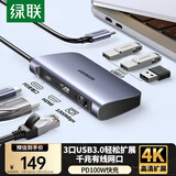 绿联Type-C扩展坞USB-C拓展坞分线器网线转接头适用iPad苹果16/17MacBook笔记本HDMI雷电4转换器充电器