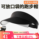瑞尔士（WRELS） 可折叠马拉松跑步帽运动空顶帽防晒帽女速干男遮阳无顶帽大帽檐 大帽檐魔术贴款-黑色(可折叠) 头围可调节