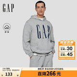 GAP男女装春款logo印花抓绒宽松套头连帽衫卫衣786923 浅灰色 3XL (185/108A) 亚洲尺码