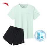安踏速干运动套装丨女装夏季新款透气短袖短裤羽毛球防走光两件套