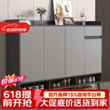 普派鞋柜家用门口鞋架现代简约客厅入户玄关柜大容量鞋柜收纳柜 深灰色140*32*100cm