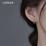 LnieerS925银方糖耳圈轻奢高级感小众设计耳钉2025新款耳饰女银耳环复古 S925银方糖耳圈