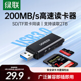 绿联USB3.0高速读卡器 多功能SD/TF二合一 支持电脑单反相机行车记录仪安防监控存储内存卡多卡多读