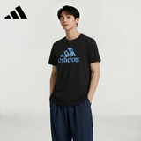 阿迪达斯（adidas）【特价清仓】夏季男女同款短袖男T恤跑步健身运动速干百搭 黑蓝 S