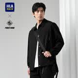 HLA海澜之家夹克男POWER YOUNG系列翻领格纹外套男秋季