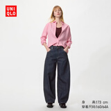 优衣库常规款女装男装宽松廓形牛仔裤/弯刀镰刀裤子479000 482280 482280/69藏青色 23 /150/58A