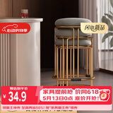 安尔雅凳子家用可叠放小凳子板凳矮凳餐桌圆凳带脚垫六腿厚坐垫 灰绒布