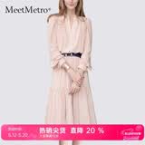 MeetMetro玛依尔法式仙女连衣裙女2026春新款高端气质纯欲风裙子礼服长裙 藕粉MG184213 S