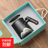千里江山办公杯水杯高档陶瓷茶水分离杯马克杯带盖泡茶杯 黑色带礼盒 450ml