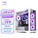 爱国者（aigo）月光宝盒 镜mini 白色 游戏台式电脑主机箱 支持360水冷/M-ATX主板/双面玻璃/海景房