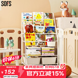 SOFS儿童书架绘本架简易落地宝宝小书柜铁艺幼儿置物架书本玩具收纳架 L码 (4+2)层 2盒