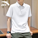 安踏POLO衫短袖男t恤夏季款休闲运动高端服新款男士冰丝速干跑步男装 7114-10纯净白（冰丝速干/三纽扣） L (175) 适合120-140斤