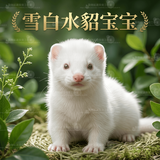 宠物水貂活体幼崽雪白色活物亲人萌宠宝宝家养新手好养包活到家 白貂 5月份出生-水貂