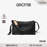 GROTTO个乐黑石包经典大容量植鞣绵羊皮单肩斜挎通勤软包男女款礼物 黑石M（黑标）