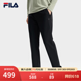 斐乐（FILA）官方春秋新款男子加绒保暖长裤针织直筒运动裤子百搭通勤休闲长裤 【WHITE系列新款】黑色-BK XL 180/88A