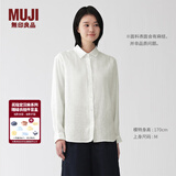 MUJI 女式 汉麻水洗衬衫领长袖衬衫女士女装衬衣外套内搭上衣26年春夏 白色 M （160/84A ）