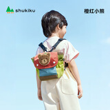 SHUKIKU儿童开心熊多用包幼儿园斜挎包户外迷你双肩包 橙红小熊 均码