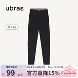ubras情人节仿牛仔高腰收腹加绒打底裤女保暖时尚高弹可外穿 黑色平腰款 1条 L