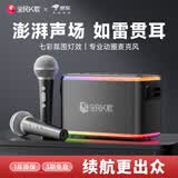 全民K歌麦克风便携式无线K歌音箱套装 家用KTV户外娱乐话筒音响一体V53黑色生日礼物