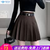 欧贝汐百褶裙女半身裙春夏季高腰2026新款春秋jk短裙学院风半裙a字裙 咖啡色 M
