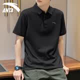 安踏POLO衫短袖男t恤夏季款休闲运动高端服薄款男士冰丝速干跑步男装 8113-4基础黑（凉感透气/双纽扣） L (175) 适合120-140斤