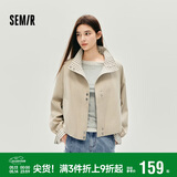 森马（Semir）外套女秋季花苞拼接格子宽松立领2025风文艺通勤夹克10A525108004
