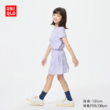 优衣库童装女童针织拼接刺绣迷你裙裤休闲裤裤子484064 70 浅紫色 160