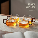 泥也凉水杯玻璃茶杯冷水杯子咖啡杯家用水杯套装大容量带把不烫手杯子