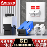 安普康（AMPCOM）光纤网络插座面板 双口千兆CAT6类网线插座模块 86型二位RJ45锁扣免打 SC接口尾纤插座AC6SSC2BK