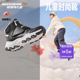 Skechers斯凯奇儿童棉鞋冬季时尚女童皮鞋短靴加绒保暖雪地靴8701648L