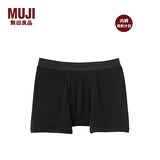 MUJI 男式 罗纹编织 前开口平角内裤 黑色 XL