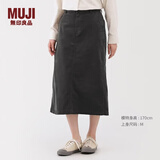 MUJI 女式 弹力灯芯绒 窄裙 长半身裙 裙子女装女款 25年冬季BE1XWA5A 深灰色 M （160/66A）